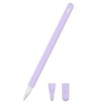 3 in 1 Pure Color Silicone Stylus Pen Protective Case Set for Apple Pencil 2(Light Purple)
