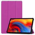 For Lenovo Pad Plus 11 2021 Custer Pattern Pure Color TPU Smart Tablet Holster with Sleep Function & 3-Fold Holder(Purple)