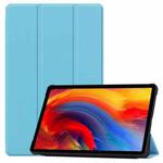 For Lenovo Pad Plus 11 2021 Custer Pattern Pure Color TPU Smart Tablet Holster with Sleep Function & 3-Fold Holder(Sky Blue)