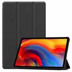 For Lenovo Pad Plus 11 2021 Custer Pattern Pure Color TPU Smart Tablet Holster with Sleep Function & 3-Fold Holder(Black)