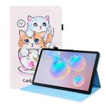 For Samsung Galaxy Tab S8 / Galaxy Tab S7 2020 SM-T870 / SM-T875 Animal Pattern Horizontal Flip Leather Case with Holder & Card Slots & Photo Frame(Cat Brothers)