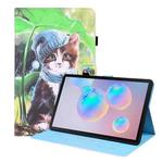 For Samsung Galaxy Tab S8 / Galaxy Tab S7 2020 SM-T870 / SM-T875 Animal Pattern Horizontal Flip Leather Case with Holder & Card Slots & Photo Frame(Bib Kitten)