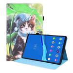 For Lenovo M10 Plus TB-X606F Animal Pattern Horizontal Flip Leather Case with Holder & Card Slots & Photo Frame(Bib Kitten)