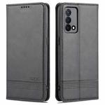 For OPPO K9 5G AZNS Magnetic Calf Texture Horizontal Flip Leather Case with Card Slots & Holder & Wallet(Black)