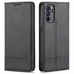 For OPPO Reno6 / Reno6 Pro AZNS Magnetic Calf Texture Horizontal Flip Leather Case with Card Slots & Holder & Wallet(Black)