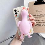 Silicone Duck Soft TPU Protective Case For iPhone 12 Pro(Pink)