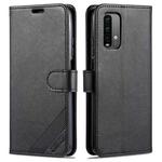 For Xiaomi Redmi Note 9 4G AZNS Sheepskin Texture Horizontal Flip Leather Case with Holder & Card Slots & Wallet(Black)