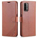 For Xiaomi Redmi Note 9 4G AZNS Sheepskin Texture Horizontal Flip Leather Case with Holder & Card Slots & Wallet(Brown)