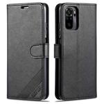 For Xiaomi Redmi Note 10 4G AZNS Sheepskin Texture Horizontal Flip Leather Case with Holder & Card Slots & Wallet(Black)