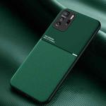 For Xiaomi Redmi Note 10 Pro Classic Tilt Strip Grain Magnetic Shockproof PC + TPU Case(Dark Green)