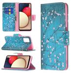 For Samsung Galaxy A03s 164mm Colored Drawing Pattern Horizontal Flip Leather Case with Holder & Card Slots & Wallet(Plum Blossom)