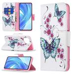 For Xiaomi Mi 11 Lite Colored Drawing Pattern Horizontal Flip Leather Case with Holder & Card Slots & Wallet(Peach Blossom Butterfly)