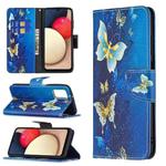 For Samsung Galaxy A03s 164mm Colored Drawing Pattern Horizontal Flip Leather Case with Holder & Card Slots & Wallet(Gold Butterfly)