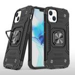 For iPhone 13 mini Magnetic Armor Shockproof TPU + PC Case with Metal Ring Holder (Black)