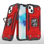 For iPhone 13 Pro Magnetic Armor Shockproof TPU + PC Case with Metal Ring Holder (Red)