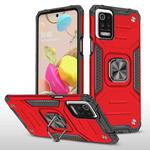 For LG K52 Magnetic Armor Shockproof TPU + PC Case with Metal Ring Holder(Red)