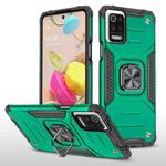 For LG K52 Magnetic Armor Shockproof TPU + PC Case with Metal Ring Holder(Dark Green)