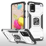 For LG K52 Magnetic Armor Shockproof TPU + PC Case with Metal Ring Holder(Silver)