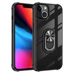 For iPhone 13 Pro Ultra Shockproof Transparent TPU + Acrylic Protective Case with Ring Holder (Silver Black)