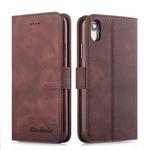 For iPhone XR Diaobaolee Pure Fresh Texture Horizontal Flip Leather Case, with Holder & Card Slot & Wallet & Photo Frame(Brown)