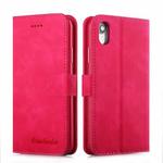 For iPhone XR Diaobaolee Pure Fresh Texture Horizontal Flip Leather Case, with Holder & Card Slot & Wallet & Photo Frame(Red)