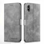 For iPhone XS Max Diaobaolee Pure Fresh Texture Horizontal Flip Leather Case, with Holder & Card Slot & Wallet & Photo Frame(Grey)