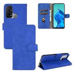 For OPPO Reno5 A(Japan) Solid Color Skin Feel Magnetic Buckle Horizontal Flip Calf Texture PU Leather Case with Holder & Card Slots & Wallet(Blue)
