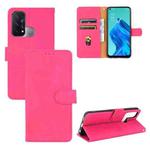 For OPPO Reno5 A(Japan) Solid Color Skin Feel Magnetic Buckle Horizontal Flip Calf Texture PU Leather Case with Holder & Card Slots & Wallet(Rose Red)