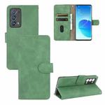 For OPPO Reno6 Pro+ Solid Color Skin Feel Magnetic Buckle Horizontal Flip Calf Texture PU Leather Case with Holder & Card Slots & Wallet(Green)