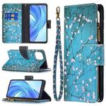 For Xiaomi Mi 11 Lite Colored Drawing Pattern Zipper Horizontal Flip Leather Case with Holder & Card Slots & Wallet(Plum Blossom)