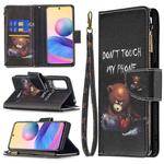 For Xiaomi Poco M3 Pro / Redmi Note 10 5G Colored Drawing Pattern Zipper Horizontal Flip Leather Case with Holder & Card Slots & Wallet(Bear)