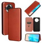 For Cubot Note 20 Carbon Fiber Texture Horizontal Flip TPU + PC + PU Leather Case with Card Slot(Brown)