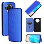 For Cubot Note 20 Carbon Fiber Texture Horizontal Flip TPU + PC + PU Leather Case with Card Slot(Blue)
