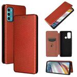 For Motorola Moto G60 / G40 Fusion Carbon Fiber Texture Horizontal Flip TPU + PC + PU Leather Case with Card Slot(Brown)