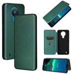 For Nokia 1.4 Carbon Fiber Texture Horizontal Flip TPU + PC + PU Leather Case with Card Slot(Green)