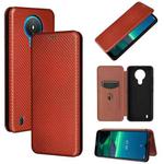 For Nokia 1.4 Carbon Fiber Texture Horizontal Flip TPU + PC + PU Leather Case with Card Slot(Brown)