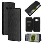 For Nokia X10 Carbon Fiber Texture Horizontal Flip TPU + PC + PU Leather Case with Card Slot(Black)