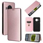 For Nokia X20 Carbon Fiber Texture Horizontal Flip TPU + PC + PU Leather Case with Card Slot(Pink)
