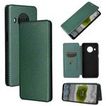 For Nokia X20 Carbon Fiber Texture Horizontal Flip TPU + PC + PU Leather Case with Card Slot(Green)