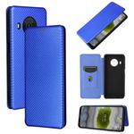 For Nokia X20 Carbon Fiber Texture Horizontal Flip TPU + PC + PU Leather Case with Card Slot(Blue)