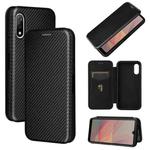 For Sony Xperia Ace II Carbon Fiber Texture Horizontal Flip TPU + PC + PU Leather Case with Card Slot(Black)