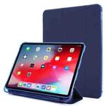For iPad Pro 11 2022 / 2021 Multi-folding Horizontal Flip PU Leather + Shockproof Airbag TPU Tablet Case with Holder & Pen Slot & Wake-up / Sleep Function(Dark Blue)