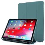 For iPad Pro 12.9 2022 / 2021 Multi-folding Horizontal Flip PU Leather + Shockproof Airbag TPU Tablet Case with Holder & Pen Slot & Wake-up / Sleep Function(Deep Green)