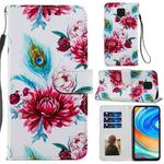 For Xiaomi Redmi Note 9 Pro Painted Pattern Horizontal Flip Leather Case with Holder & Card Slots & Photo Frame(Peacock Flower)