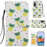 For Xiaomi Redmi Note 10 Pro Painted Pattern Horizontal Flip Leather Case with Holder & Card Slots & Photo Frame(Pineapple)