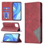 For Xiaomi Mi 11 Lite Rhombus Texture Horizontal Flip Magnetic Leather Case with Holder & Card Slots(Red)
