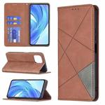 For Xiaomi Mi 11 Lite Rhombus Texture Horizontal Flip Magnetic Leather Case with Holder & Card Slots(Brown)