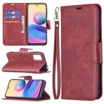 For Xiaomi Poco M3 Pro / Redmi Note 10 5G Retro Lambskin Texture Pure Color Horizontal Flip PU Leather Case with Holder & Card Slots & Wallet & Lanyard(Red)