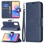 For Xiaomi Poco M3 Pro / Redmi Note 10 5G Retro Lambskin Texture Pure Color Horizontal Flip PU Leather Case with Holder & Card Slots & Wallet & Lanyard(Blue)