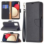 For Samsung Galaxy A03s 164mm Litchi Texture Pure Color Horizontal Flip Leather Case with Holder & Card Slots & Wallet & Lanyard(Black)
